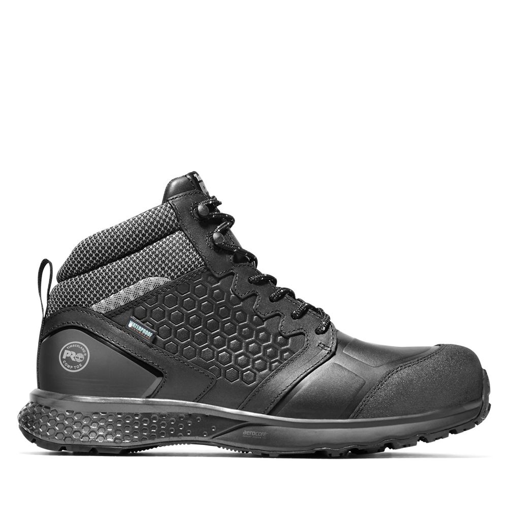 Timberland Μποτακια Εργασίας Ανδρικα Μαυρα - Pro® Reaxion Comp Toe - Greece 7083261-SV